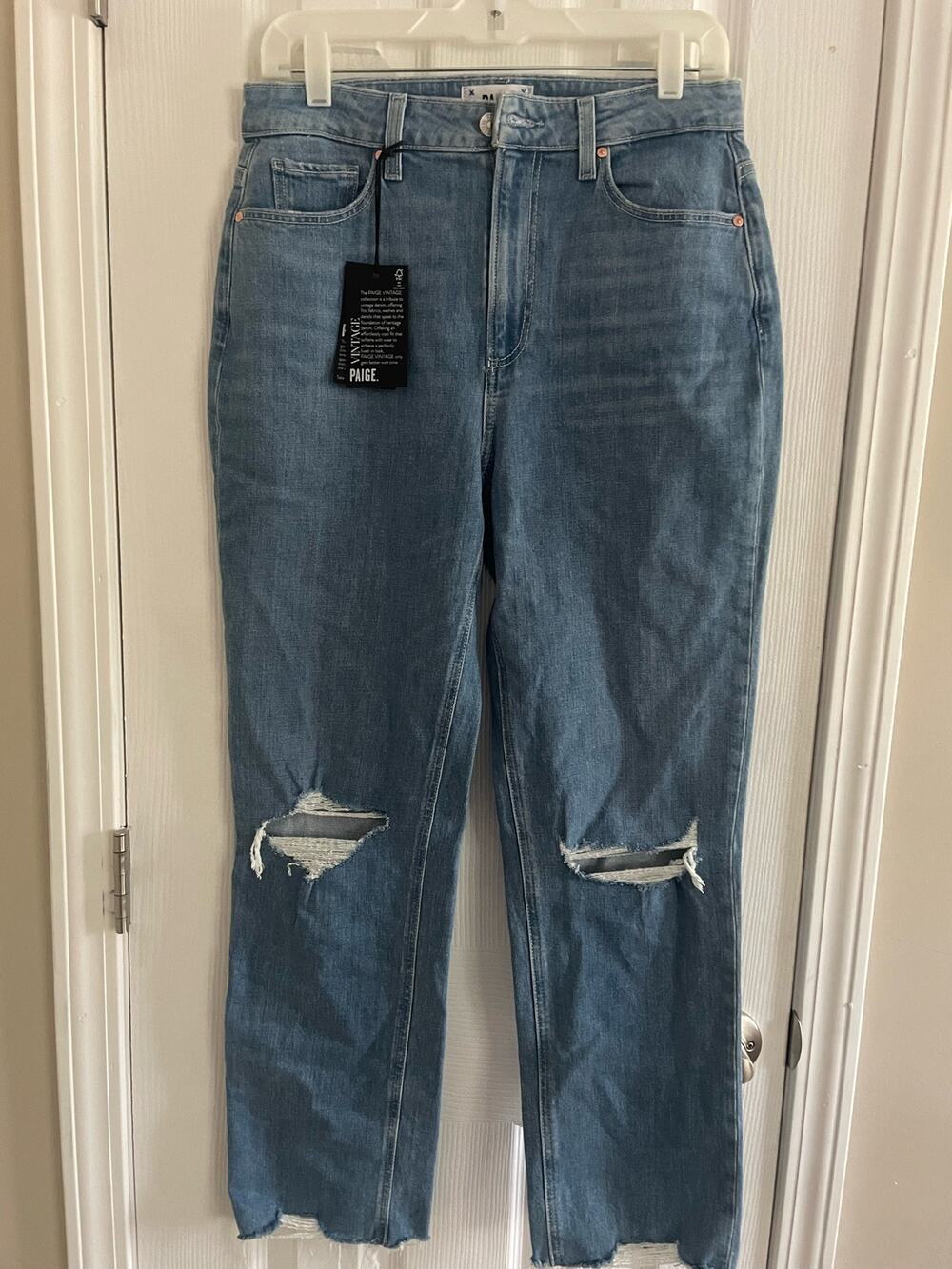 Paige Noella Highrise Relaxed Straight Leg Doreta, Raw Hem, Sz 28, A97, NWT, $48